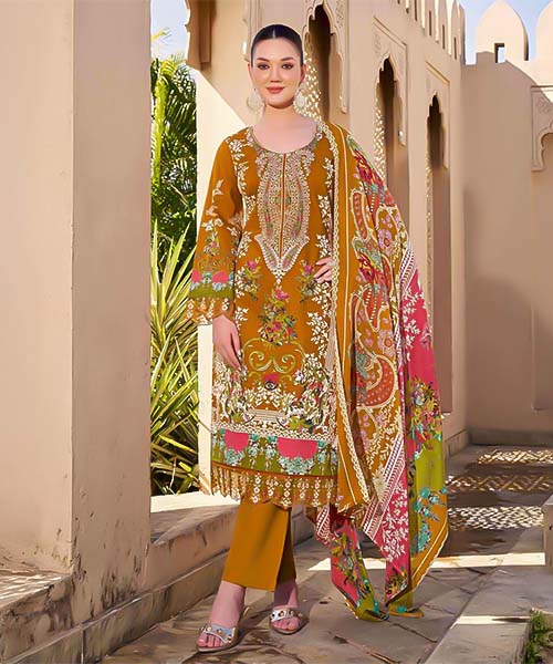 Yellow Cambric Cotton Casual Wear Salwar Kameez in canada