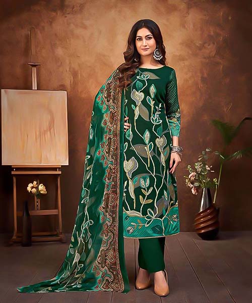 Green Jam Casual Wear Salwar Kameez