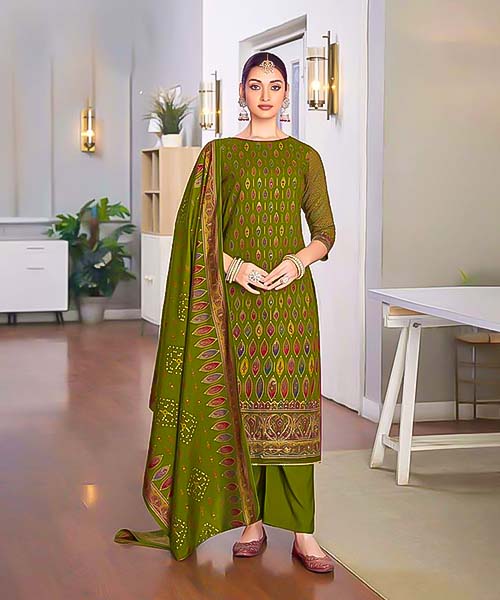 Green Viscose Casual Wear Salwar Kameez