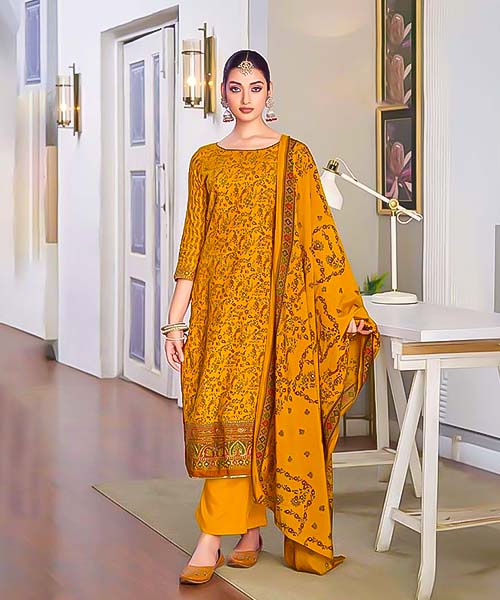 Yellow Viscose Casual Wear Salwar Kameez