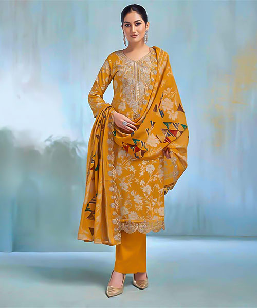 Yellow  Rayon Casual Wear Salwar Kameez