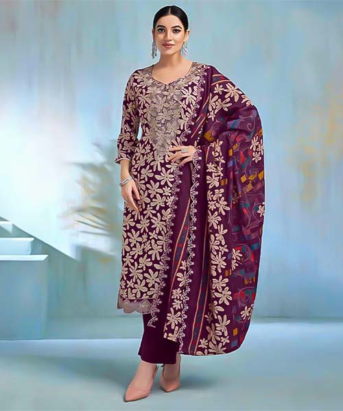 Violet  Rayon Casual Wear Salwar Kameez