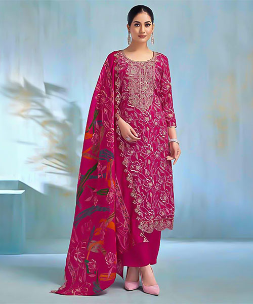 Magenta  Rayon Casual Wear Salwar Kameez