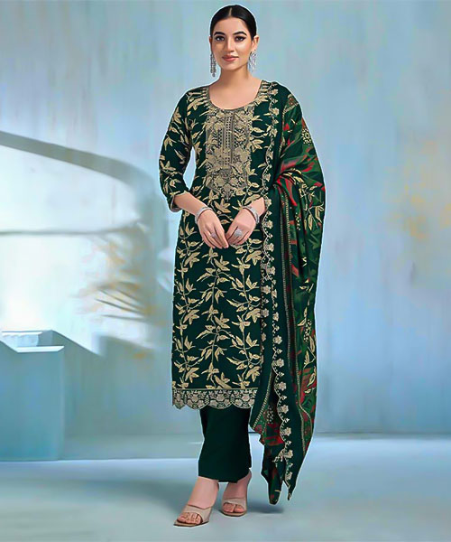 Green  Rayon Casual Wear Salwar Kameez