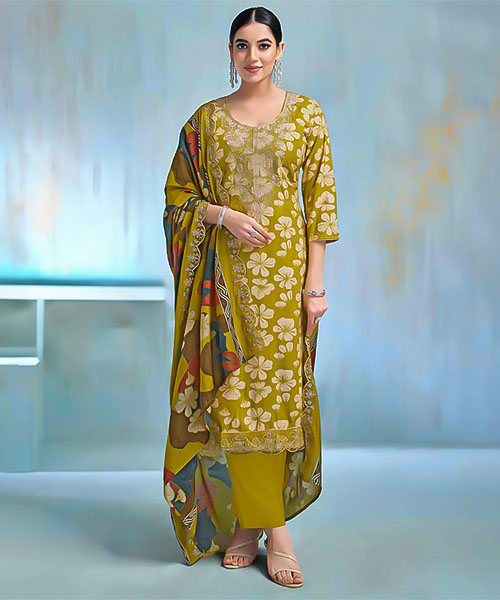 Green  Rayon Casual Wear Salwar Kameez