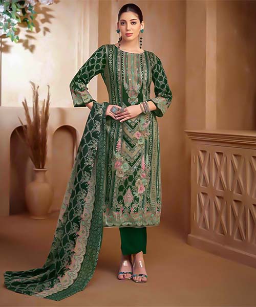 Green  Zam Cotton Printed Salwar Kameez in northampton