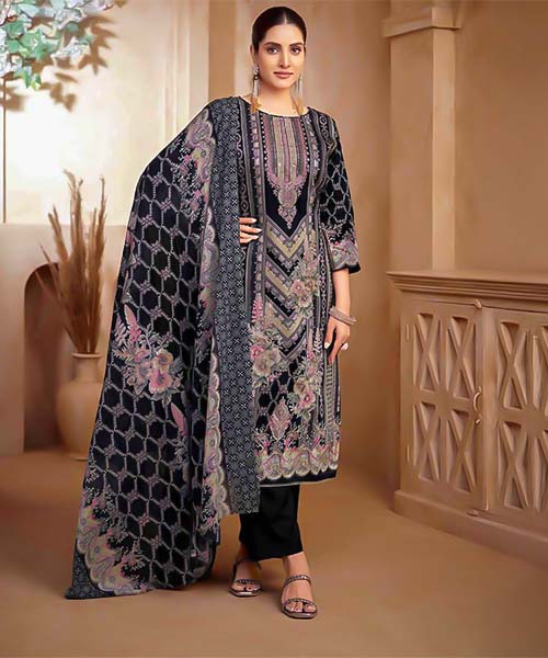 Black  Zam Cotton Printed Salwar Kameez in northampton