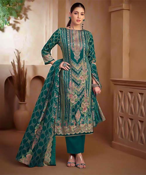 Green  Zam Cotton Printed Salwar Kameez in northampton