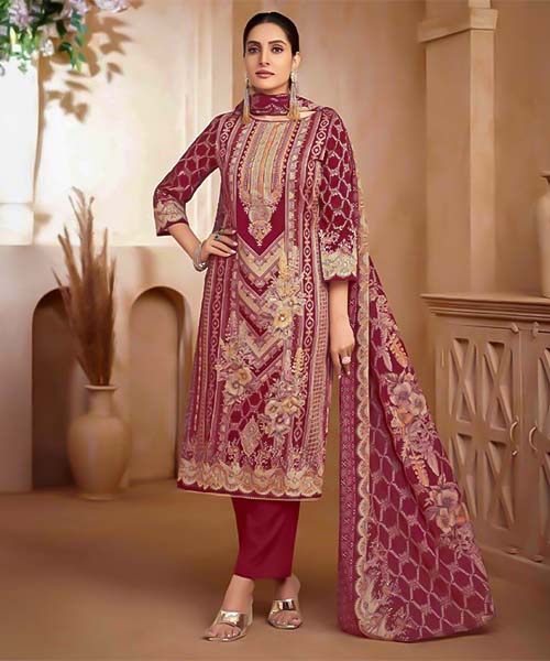 Red Zam Cotton Printed Salwar Kameez in northampton