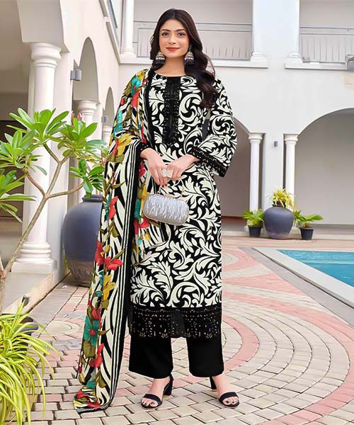 Black  Cambric Casual Wear Salwar Kameez in northampton