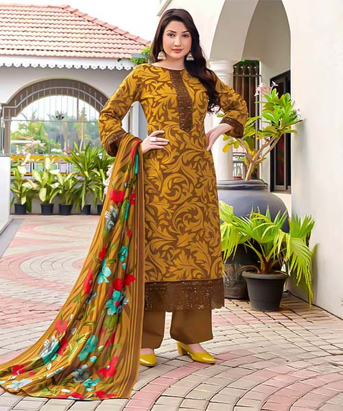 Yellow Cambric Casual Wear Salwar Kameez in northampton