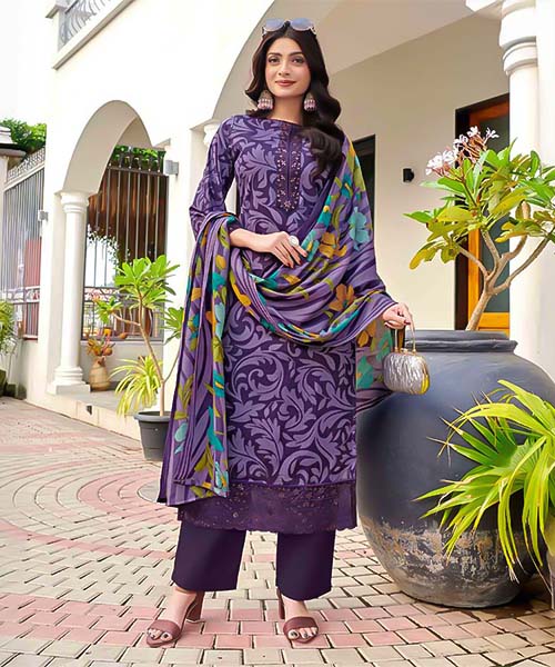 Purple Cambric Casual Wear Salwar Kameez in northampton