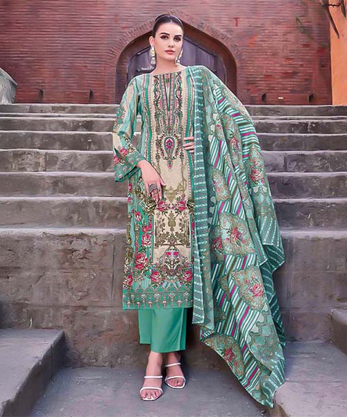 Green  Cambric Cotton Casual Wear Salwar Kameez in canterbury