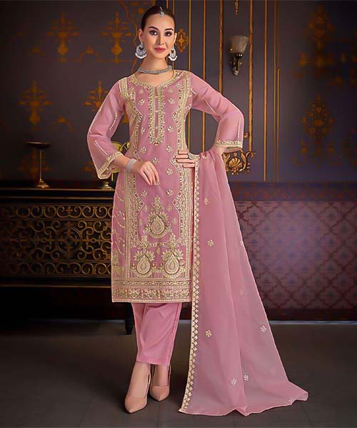 Pink Organza Casual Wear Salwar Kameez in delhi