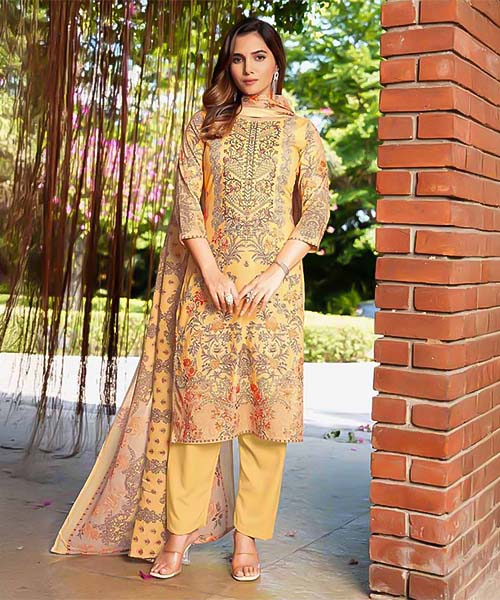Yellow Cambric Cotton Casual Wear Salwar Kameez in seattle