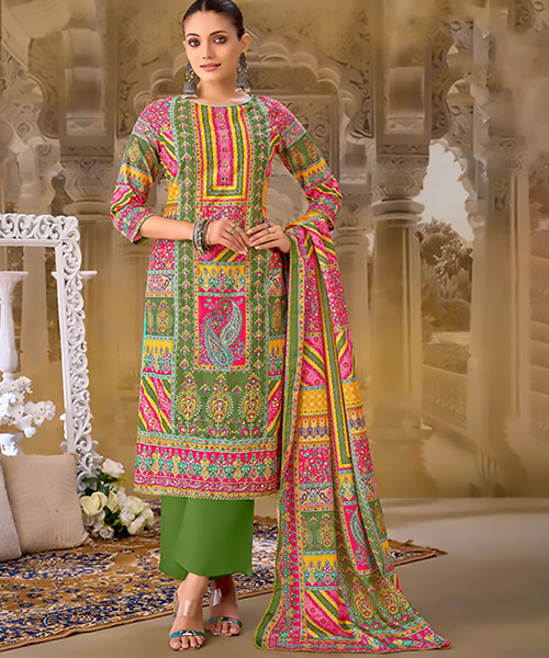 Multicolour Muslin Printed Suit