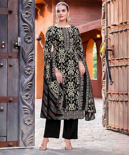 Black Rayon Casual Wear Salwar Kameez in romania