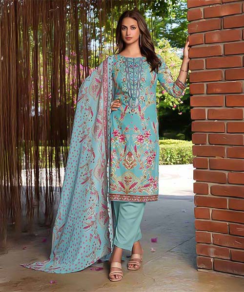 Cyan Cambric Cotton Casual Wear Salwar Kameez in seattle