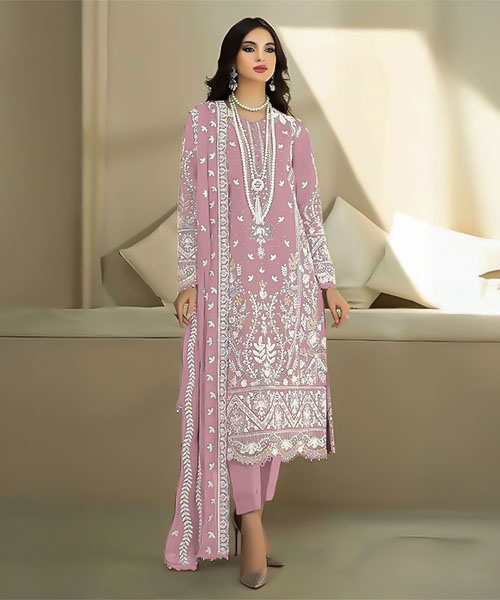 Purple  Organza Casual Wear Salwar Kameez