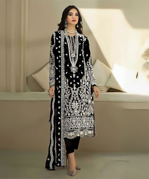 Black Organza Casual Wear Salwar Kameez