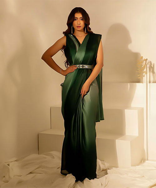 Green  Imported Casual Wear Saree
