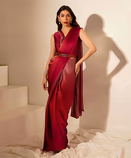 Red Imported Casual Wear Saree