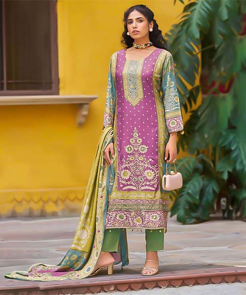 Purple  Viscose Muslin Casual Wear Salwar Kameez in bristol