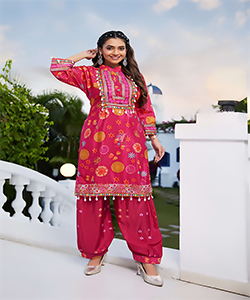 Pink Natural crepe Partywear Suit