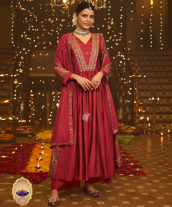 FLARED LONG PALAZO SUIT WITH DUPATTA