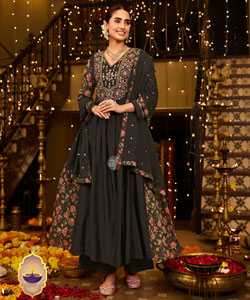 FLARED LONG PALAZO SUIT WITH DUPATTA