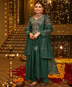 FLARED LONG PALAZO SUIT WITH DUPATTA