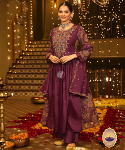 FLARED LONG PALAZO SUIT WITH DUPATTA