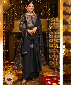 FLARED LONG PALAZO SUIT WITH DUPATTA