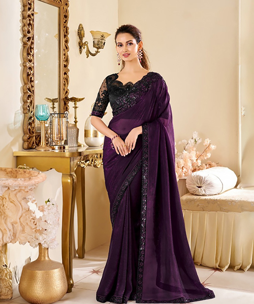 Violet Silk Party Wear Saree