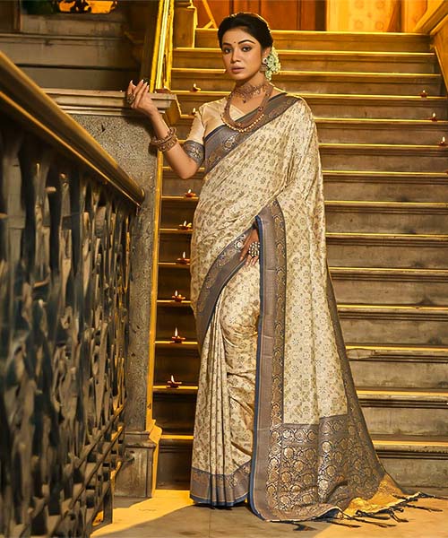 White  Banarasi Silk Casual Wear Saree in spain