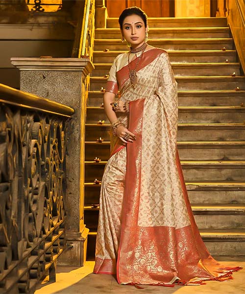 White  Banarasi Silk Casual Wear Saree in spain