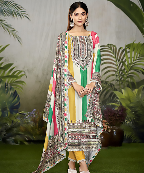 MultiColor Cotton Printed Suit