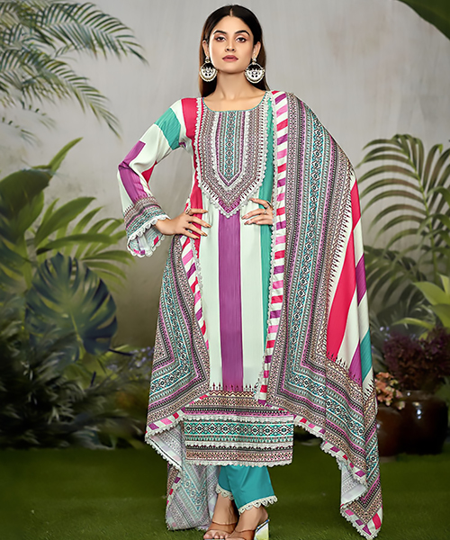 MultiColor Cotton Printed Suit