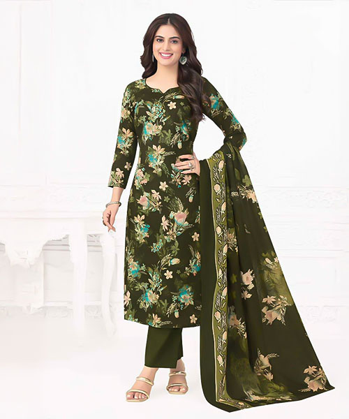 Green  Cotton Printed Salwar Kameez
