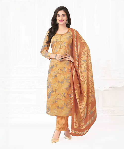 Yellow Cotton Printed Salwar Kameez