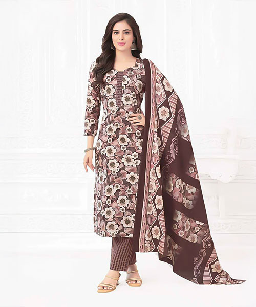 Brown Cotton Printed Salwar Kameez in ireland