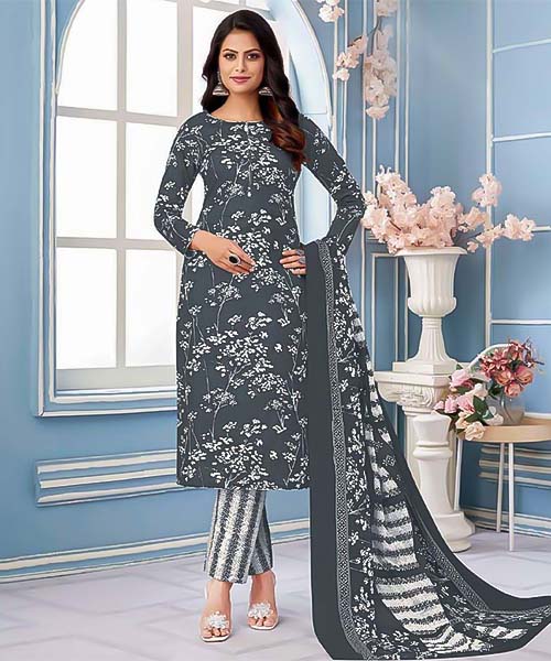 Grey Pure Cotton Printed Salwar Kameez in mumbai