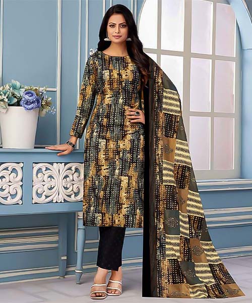 Brown Pure Cotton Printed Salwar Kameez in mumbai