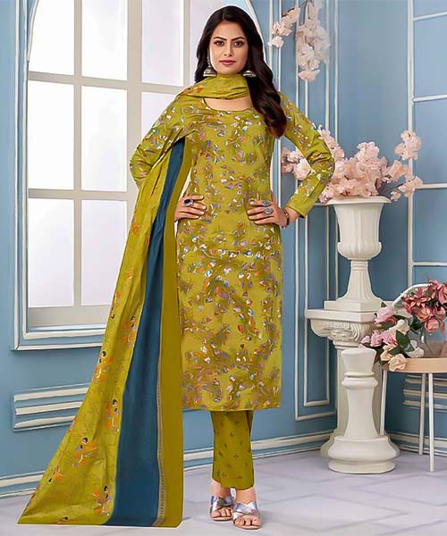 Yellow Pure Cotton Printed Salwar Kameez in mumbai