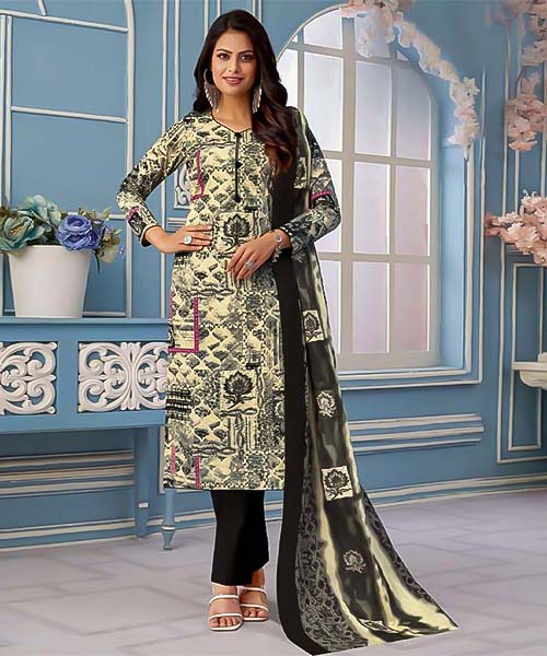 White Pure Cotton Printed Salwar Kameez in mumbai