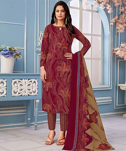 Red Pure Cotton Printed Salwar Kameez in mumbai