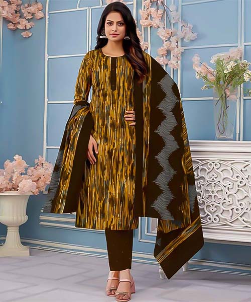 Yellow Pure Cotton Printed Salwar Kameez in mumbai