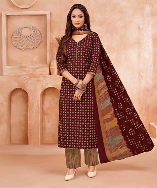 Brown  Cotton Casual Wear Salwar Kameez in austin