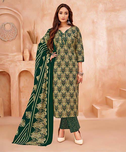 Green  Cotton Casual Wear Salwar Kameez in austin