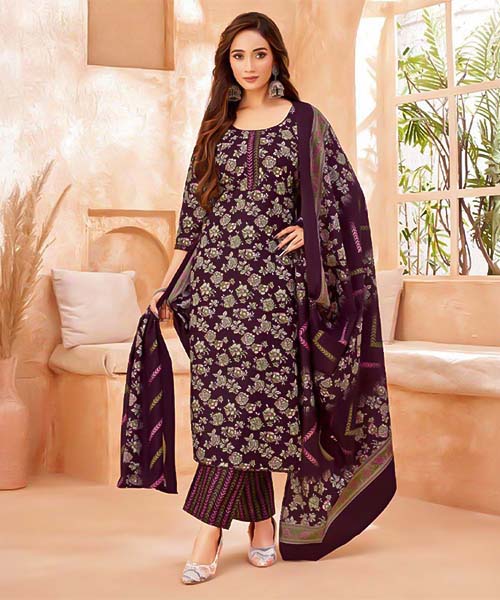 Violet Cotton Casual Wear Salwar Kameez in austin